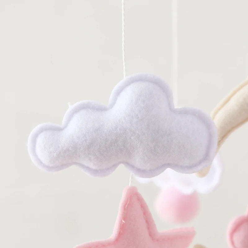 Baby Crib Mobile Rattle Toy 0-12Months Infant Soft Felt Teddy Velvet Pink Bear Bed Bell Hanging Toy Holder Bracket Crib Girl Toy