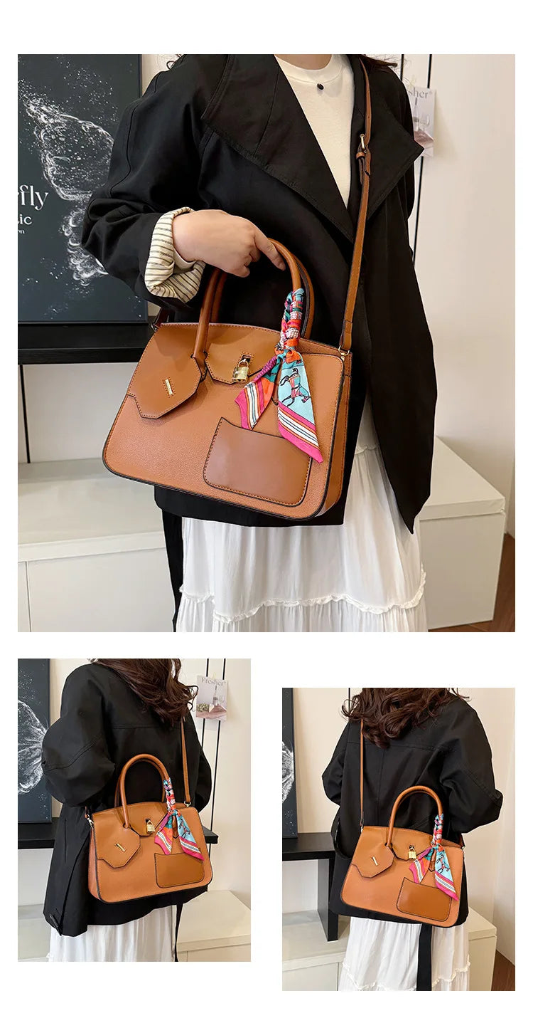 New Birkin Bag Handbag Lychee Grain Large Capacity Advanced Sense Kelly Bag Single Shoulder Crossbody Bag for Women