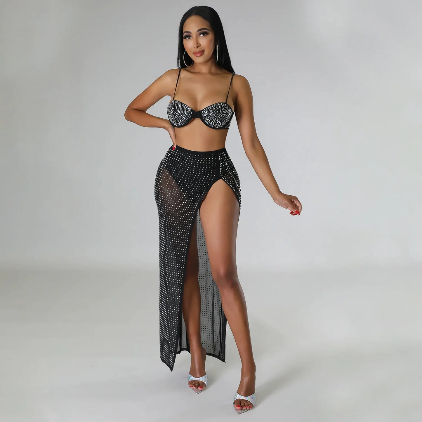 High Waist 2 Piece Bikini Set With Cover Up 2022 Swimsuit Women Print Sleeveless Bathing Suit Beachwear Swimming Biquini New