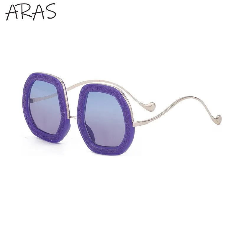 Oversized Luxury Diamond Shiny Sunglasses Women Irregular Round Crystal Sun Glasses Men UV400 Shades Eyewear Polygonal Sunglass