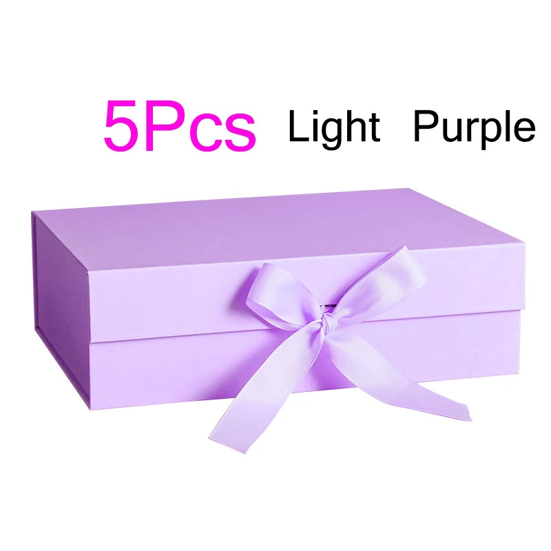 5Pcs Gift Box With Lid Personalized Bridesmaid Groomsmen Proposal Box With Ribbon Present Packaging Box Wedding Boxes