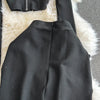 Faionable Diamond Embellied Wrap Skirt Set ort Top Long Dr Slimming High Collar Long Sve Zipper Two Piece Set