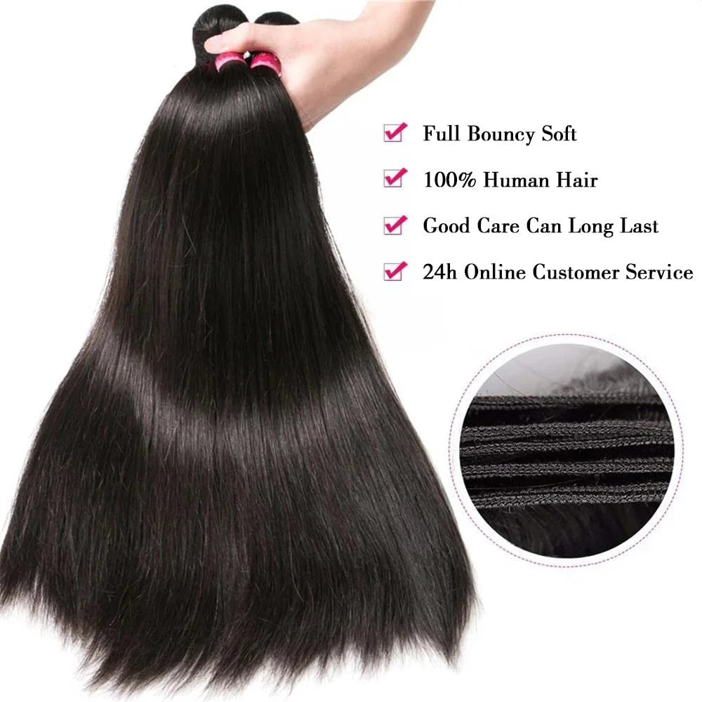 8-32 Inch Bone Straight Human Hair Weave Bundles 12 A Brazilian Natural Color 100% Remy Human Hair Extension 1 3 4 Bundles Weft