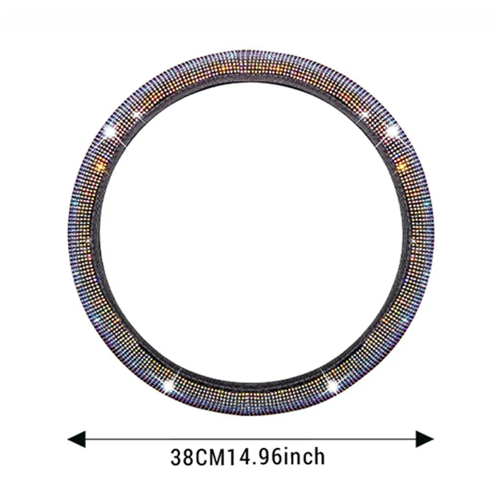 Bling Car Steering Wheel Cover W/ Crystal Diamond Sparkling Car Suv Rhinestones Steering Wheel Protector Vehicle Auto Decoration