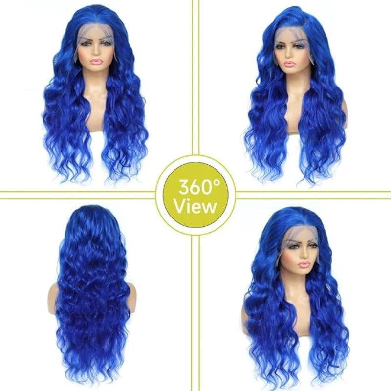 13x4 13x6 4x4 Blue Colored Lace Front Wigs For Black Women Brazilian Transparent Lace Frontal Wigs Human Hair Pre Plucked