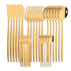 30Pcs/Set Stainless Steel Dinner Black Gold Dinnerware Set Knife Fruit Fork Spoon Cutlery Set Kitchen Tableware Silverware Sets