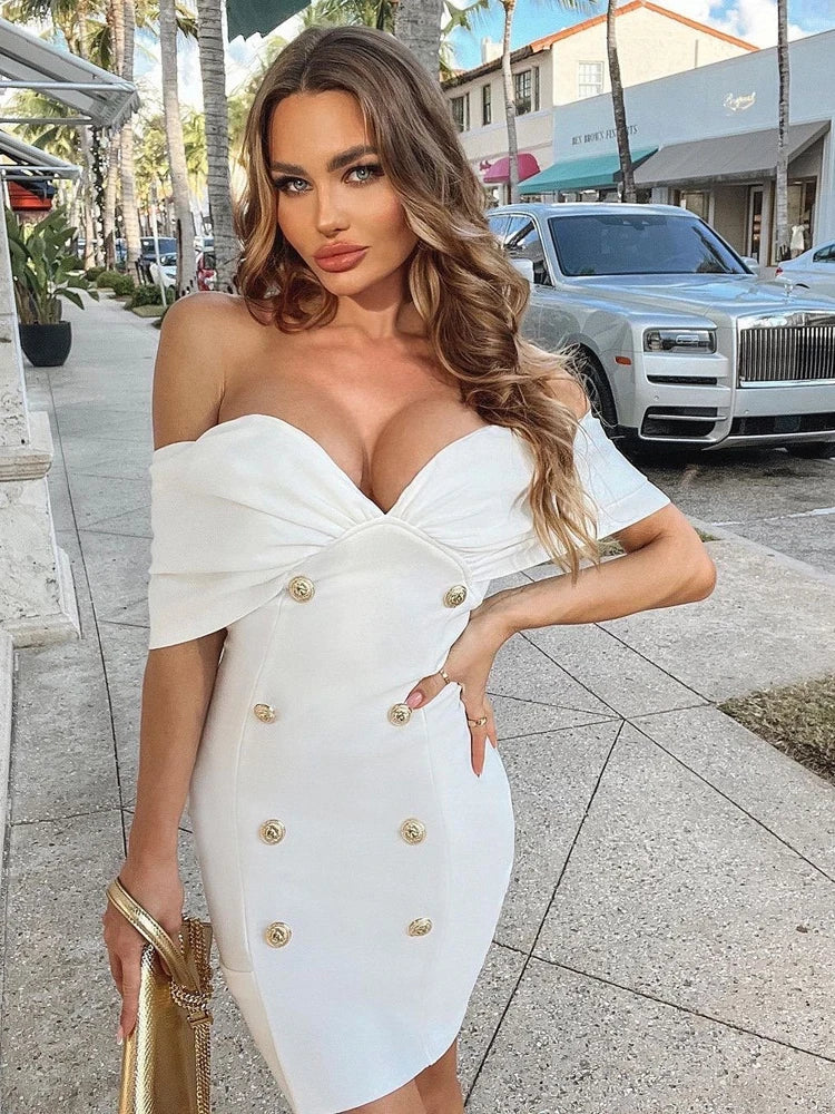 NewAsia Off the Shoulder Blazer Dress Double Breasted Anti slip Backless Ruched Low Cut Zipper Bodycon Robe Elegant Club Dresses