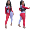FAGADOER Neon Color Patchwork Two Piece Set Women Button Up Full Sleeve Top And Leggings Outfits Autumn Club Birthday Tracksuits