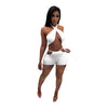 Two Piece Sets for Women Ruched Bandage Criss Cross Solid Women 2024 Spring Backless Club Crop Top and Shorts Matching Set