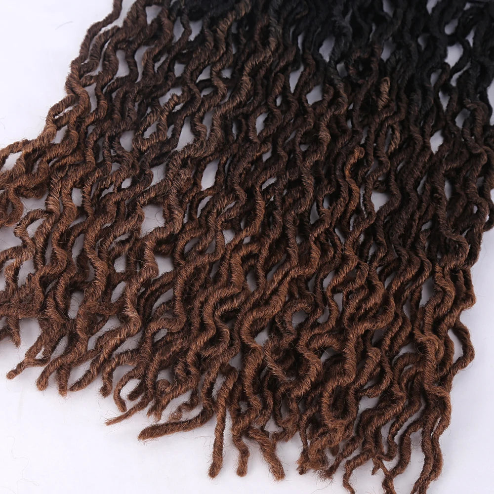 Goddess Faux Locs Crochet Hair Soft Curly Dreadlocks Hair Extensions Synthetic Braiding Hair Ombre Crochet Locs Wholesale Braids