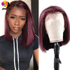 Burgundy Bob Wig Lace Front Human Hair Wigs Pre-Plucked 99J Red Blonde Colored Straight Human Hair Wigs 13x1 Lace Front Wig