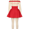 Fashion Halter A-line Deep V Off Shoulder Backless Birthday Women Red Mini Dress Sleeveless Ruched Princess Party Bodycon Robe