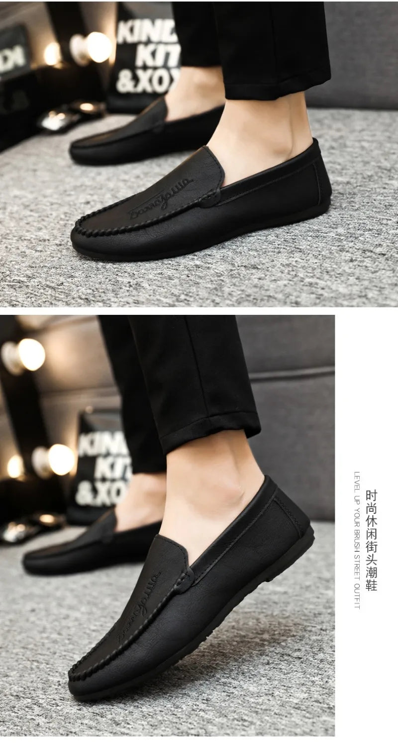 Men Casual Shoes 2024New Men's Loafers Comfortable Flat Casual Shoes Men Breathable Moccasins Slip-On Soft Leather Driving Shoes