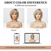 Brown Blonde Mixed Ombre Human Hair Lace Front Wigs Short Wavy Bob Hair Glolden Blonde Remy Human Hair Wig for White Women Daily