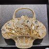 Flower Basket Diamond Dinner Bag Metal Hollow Hand-Held Rhinestone Women's Bag Banquet Clutch Purse Crystal Vintage Handbags