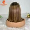 Millionaire Queen Bob Wig 13x4 Transparent Lace Frontal Short Straight Highlight 100% Human Hair Wigs 180 Density Wigs Woman