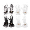Girl Lolita Mesh Bow Flower Lace Gloves Black White Lace Gloves lolita Lace Sleeves Cosplay Jewelry
