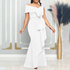 Elegant Dresses for Women One Shoulder Sleeveless Ruffles Mermaid Floor Length Luxury Birthday Party Dinner Vestidos Mujer Dress