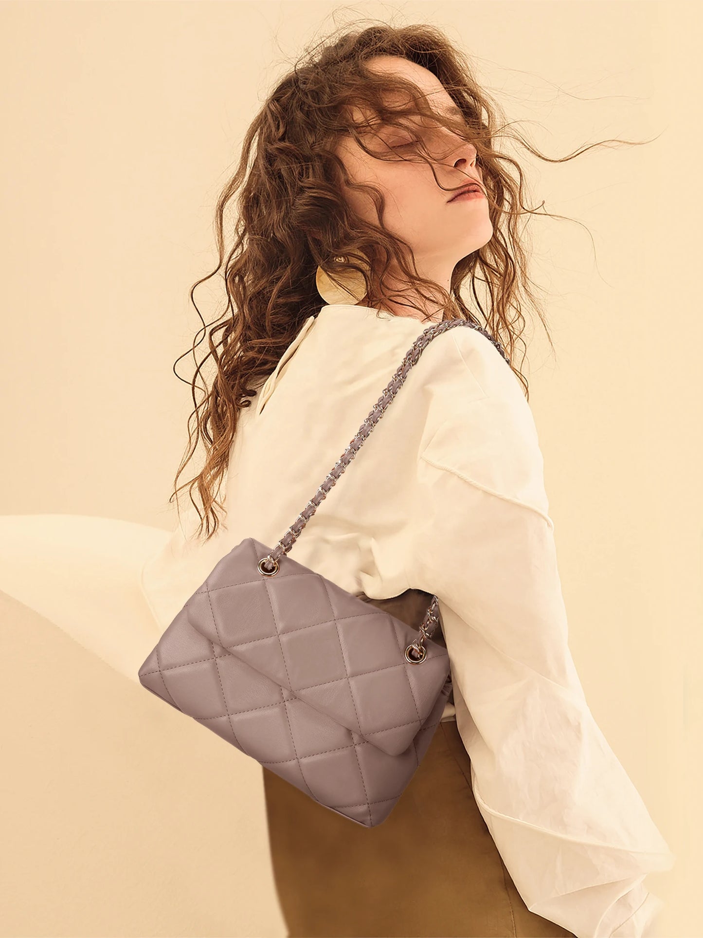 Mobile Phone Shoulder Bag Women's Quilted Handbag Crossbody Bags Vegan Leather Shoulder Bag with Card Slot Adjustable Removable