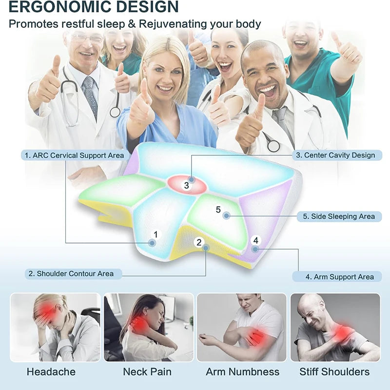 1 Stück Memory Foam Nackenstützkissen, 2-in-1 Ergonomisches Konturkissen für Nackenschmerzen, Konturierte Stützkissen, Nackenkissen