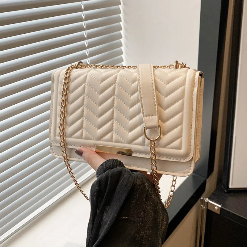 Fashion Striped Women's Shoulder Bag, Chain Strap Crossbody Bags For Daily Used, Ladies Handbags And Purses