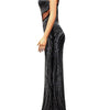 Beyprern Luxury Black Crystal Long Maxi Dress Gown Sparkle Mesh Patchwork High Slit Party Club Dress Birthday Outfits Night Wear
