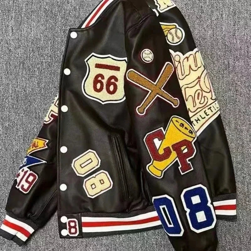 American Letter Embroidery Pattern Rhinestone High Quality Jacket And Coat Men Y2K New Street Hip Hop Vintage Baseball Uniform