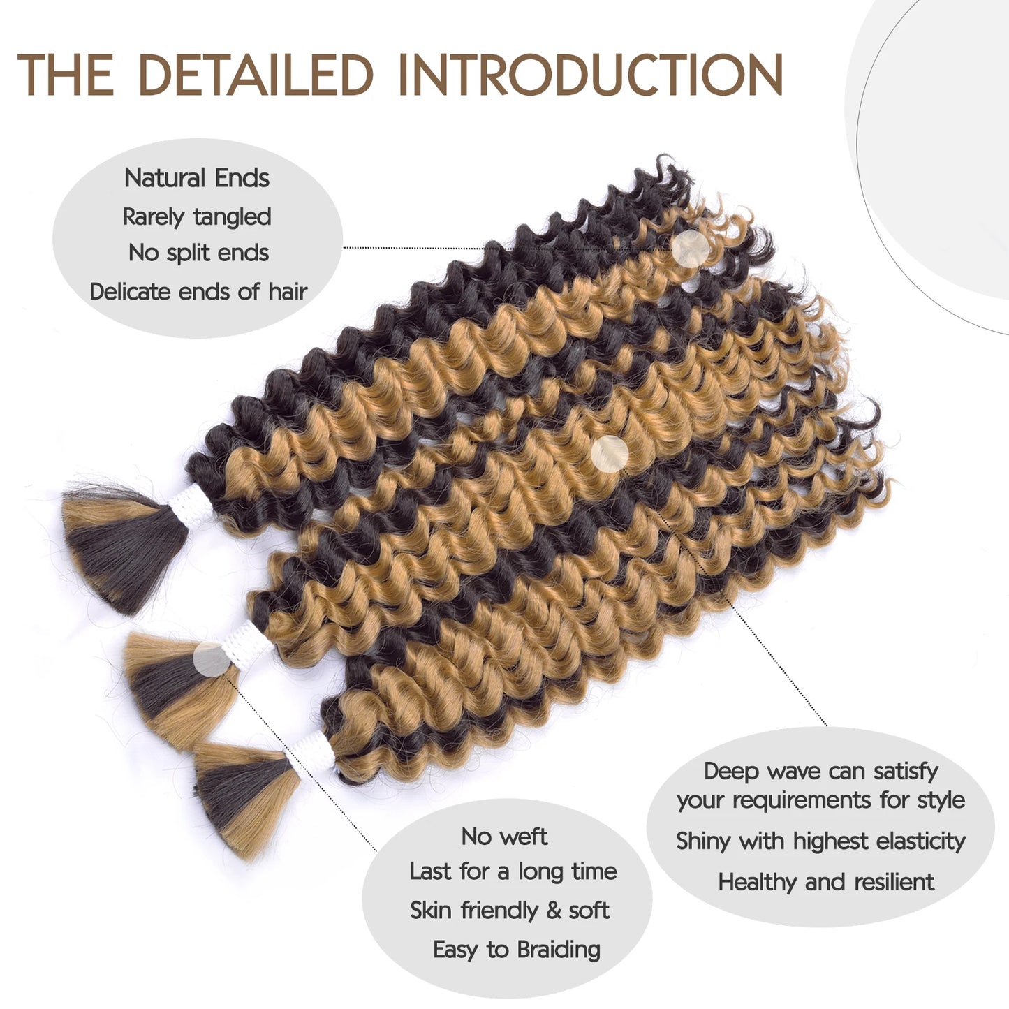 Synthetic Curly Deep Wave Bulk hair For Braiding 20inch No Weft Deep Wave For Braiding Micro Faux Braiding Hair for Boho Braids