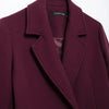 HH Women Fashion Burgundy Woolen Coat Double Breasted Long Sleeve Lapel Blends Jacket Autumn Winter High Street Outerwear