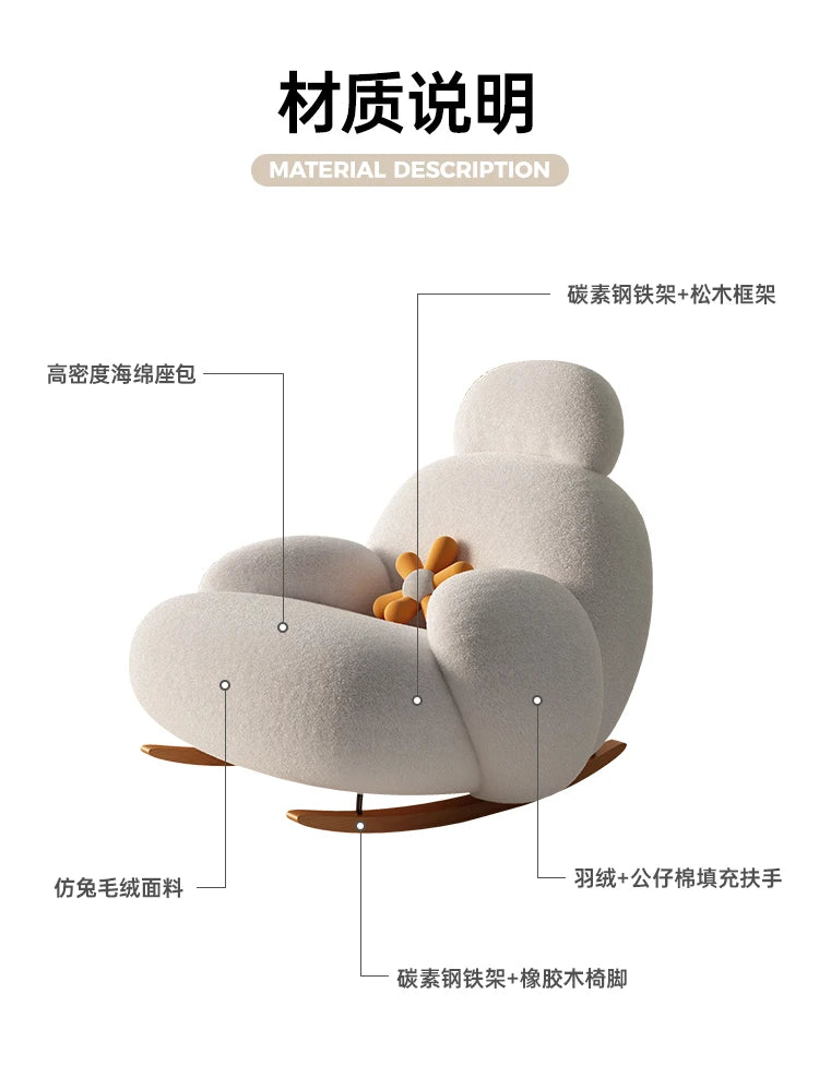 Fluffy White Living Room Chair Modern Cute Floor Ergonomic Living Room Chair Lounge Recliner Meuble Salon Home Furniture