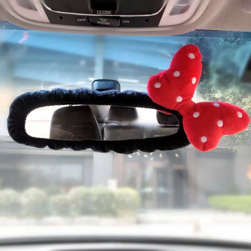 Adorable Rabbit Car Rearview Mirror Cover Cute Creative Korean Character Mirror Cartoon Reversing Decoration Female