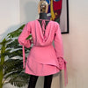 CM.YAYA Women Tie Up Bow Long Sleeve O-neck Mini Dress 2025 Birthday Holiday Sexy Club Party Evening High Street A-Line Dresses