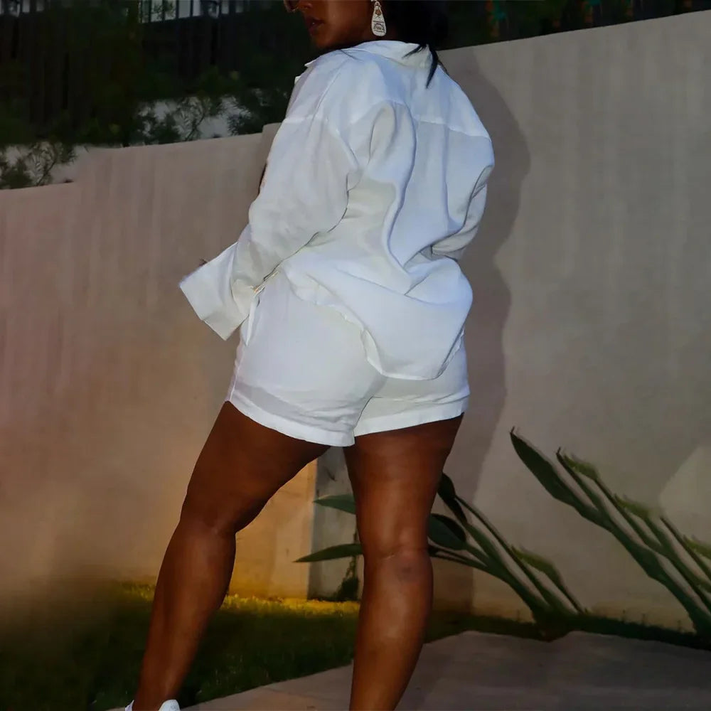 Women Summer 2 Pieces Outfits Solid Color  Short Sleeve High Waist Wrap Crops Tops and High Waist Shorts Set