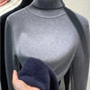 Turtleneck Winter Sweater Women Elegant Thicken Velvet Lined Warm Sueter Knitted Pullover Slim Tops Jersey Knitwear Jumper New