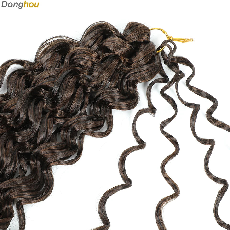 Beach Curl Crochet Hair Gogo Curl Crochet Hair 18 Inch Ombre Brown Blonde Bug Ginger T30 Synthetic Deep Wave Twist Crochet Braid