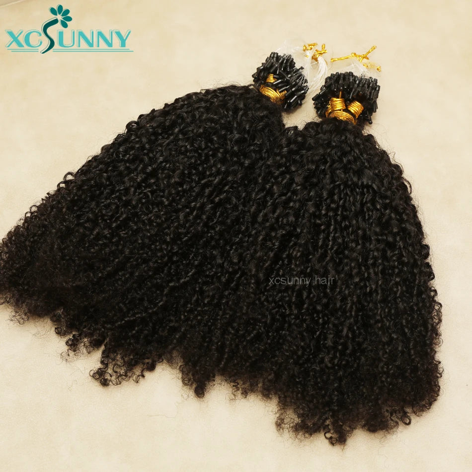 Microlink Hair Extensions Kinky Curly 12"-26" Micro Loop Human Hair Extensions Burmese Micro Ring Hair Extensions Human Hair