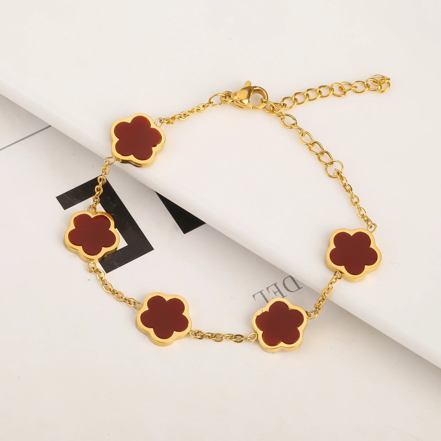 Stainless Steel Non Fading Minimalist Creative Plant Live Leaf Petal Flower Pendant Necklace Earrings Bracelet Jewelry Set
