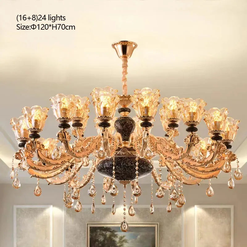 Chandelier Living Room Grand Luxury Crystal Lamp Dining Room Bedroom Decoration French Retro Chandelier Lighting Fixtures