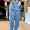 Chic Women Suit Y2k Sexy Two Piece Set Summer Sleeveless Slim Vest And Wide-leg Trouser Sets Elegant Solid Pants Women's Outfit