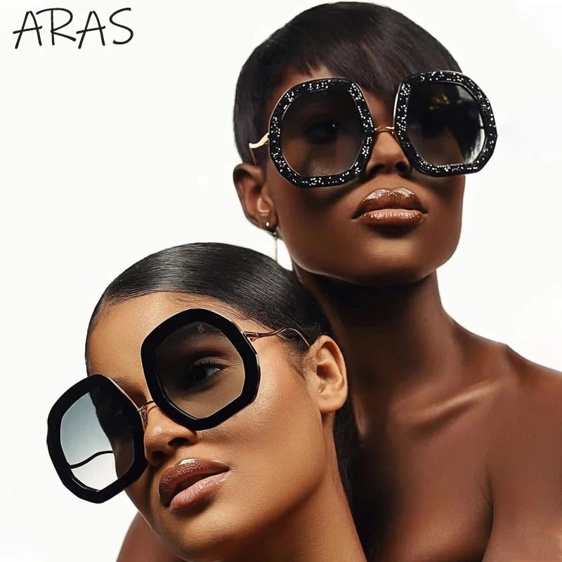 Oversized Luxury Diamond Shiny Sunglasses Women Irregular Round Crystal Sun Glasses Men UV400 Shades Eyewear Polygonal Sunglass