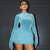 Fur Velvet Street Party Dress Women Fashion Sexy Club Outfit 2023 Autumn Female Luxury Clothing Winter Elegant Evening Dress