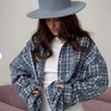 Women's Blouse Retro Style Lapel Loose Shirt 2024 Autumn Plaid Long-sleeve Pocket Shirt For Women Shirts Top  Рубашки Женские