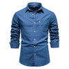 AIOPESON Autumn New Cotton Men's Denim Shirt Solid Color Single Pocket Casual Long Sleeve Shirt Autumn Jeans Shirt for Men