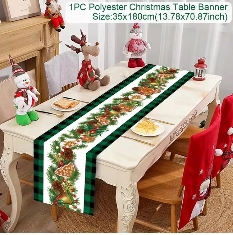 Christmas Table Runner Merry Christmas Decoration for Home Table 2024 Xmas Ornament Navidad Notal Noel Happy New Year Gifts 2025