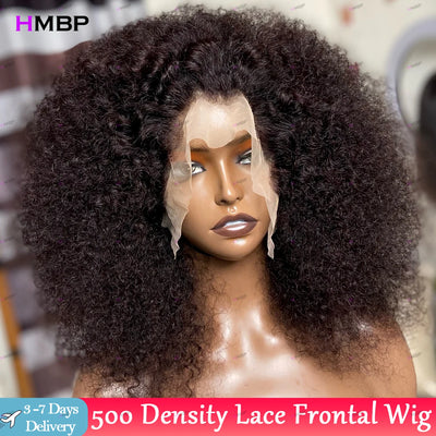500 Density 13×6/360 HD Lace Front Wig Afro Kinky Curly Glueless Lace Front Wig Human Hair Ready To Go Preplucked Hair For Women