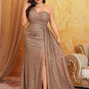 Plus Size Off Shoulder Bridesmaid Banquet Shiny Off Shoulder Shiny Floor Wedding Banquet Evening Gown 4XL 5XL Big Size Dress