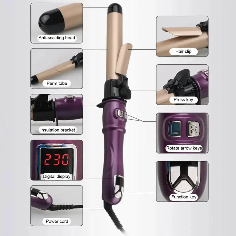 2024 Best Hair Curling Wand 28mm Automatic Rotating Curling Iron for Professional Big Waves and Inward Curls