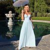 Mingmingxi Summer Elegant Strapless Chiffon Dress 2024 New Arrivals Blue Maxi Pleated Dress Fashion Casual Women's Clothing