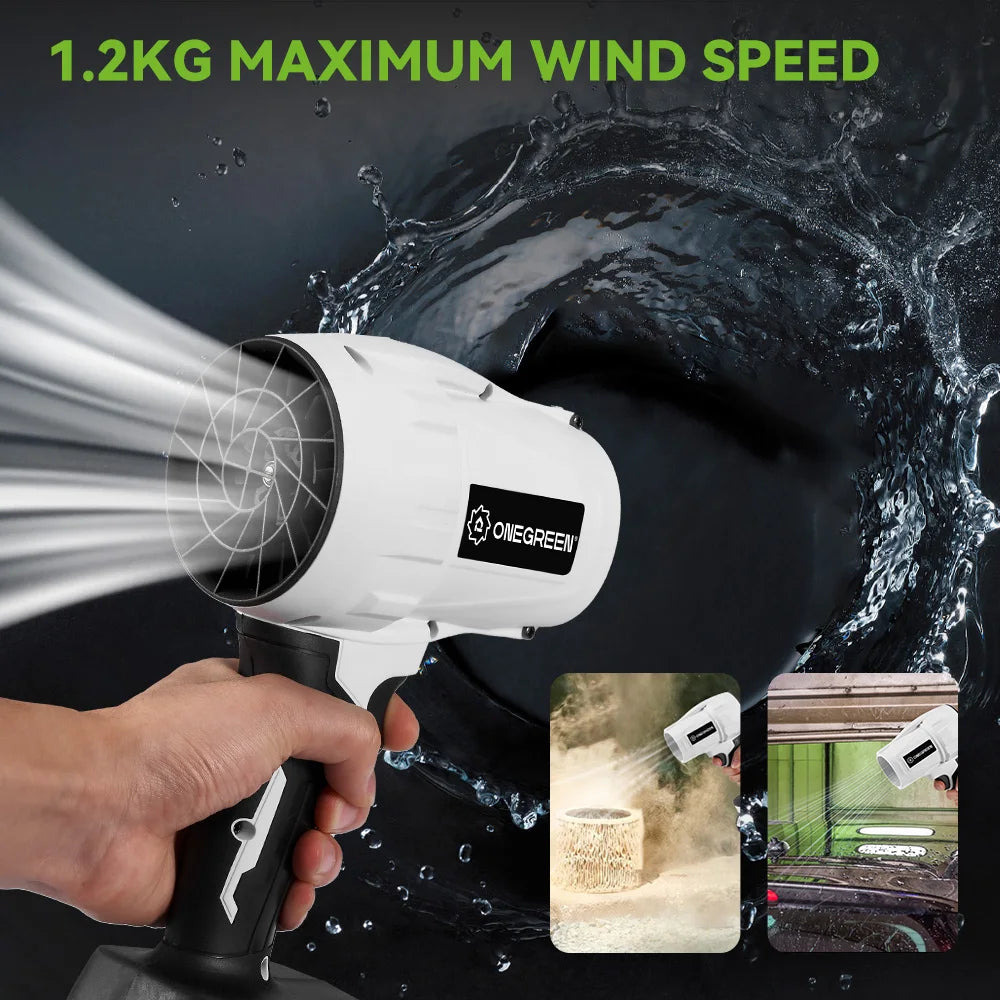 ONEGREEN 2000W Electric Brushless Turbo Fan Blowers Cordless 150000RPM Air Blower Violent Power Tools for Makita 18V Battery