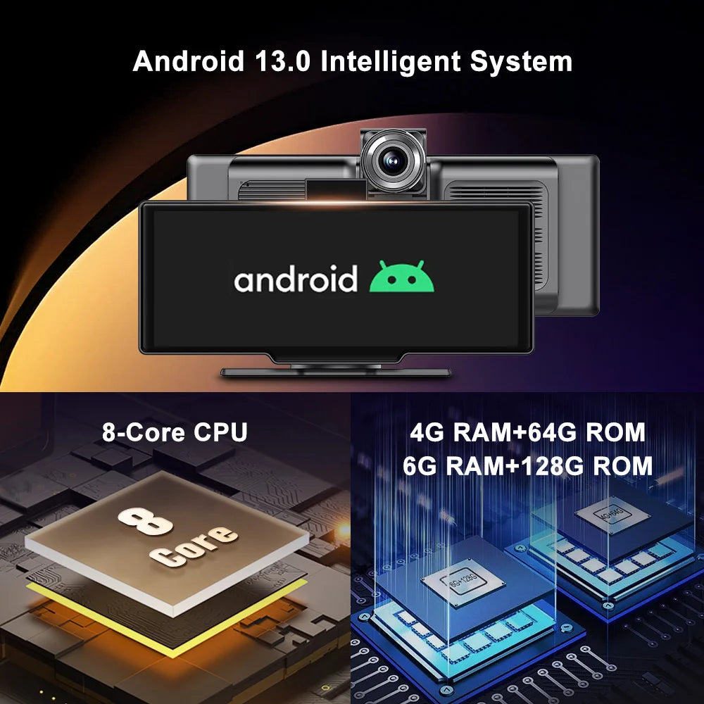 Imagebon Android 13 4G LTE 10.26 Inch Dash Cam Recorder 6+128G 8 Core ADAS Google Play GPS FM 24H Parking Monitor Mirror Video